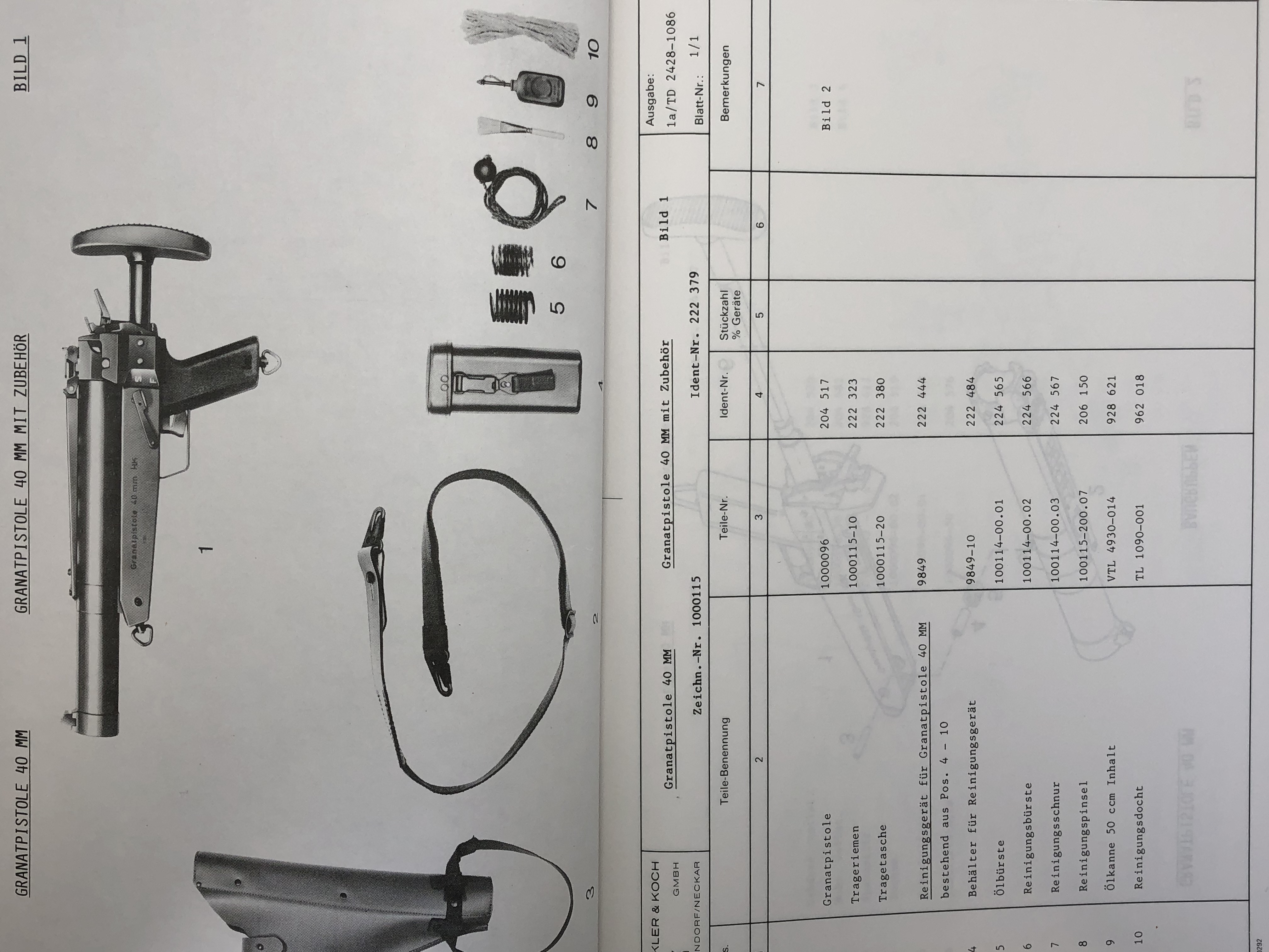 Ersatzteilkatalog Granatpistole 40mm
